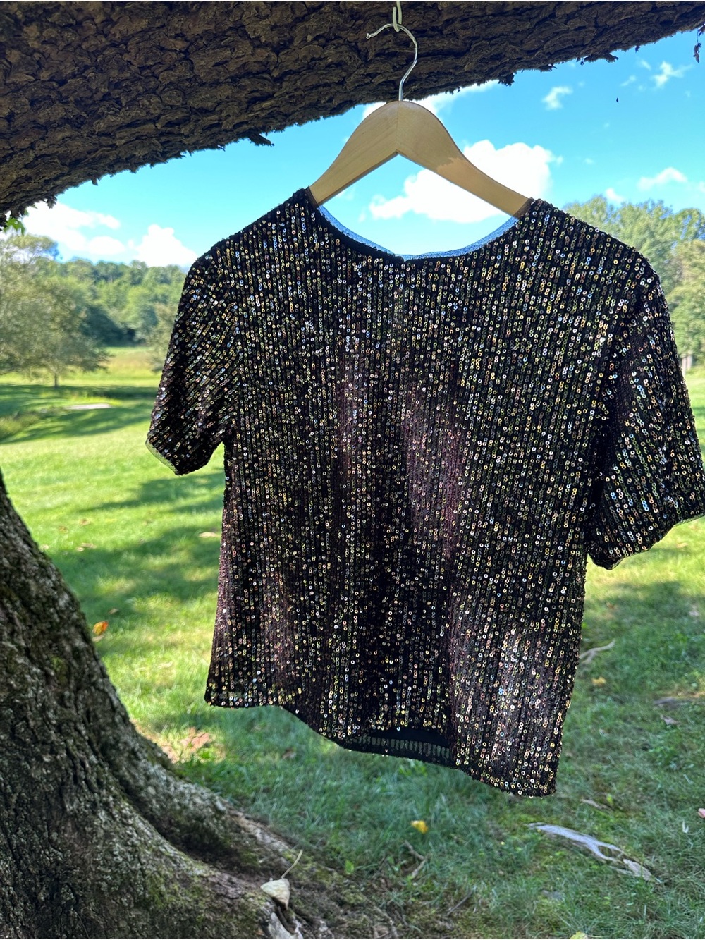 Cat & Jack Black Sequin Short-Sleeve Top